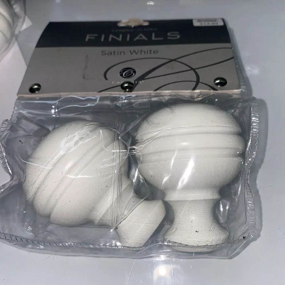 *Cambria Classic Complete Orbit Finial in Satin White Set of 2 Cast Zinc Metal